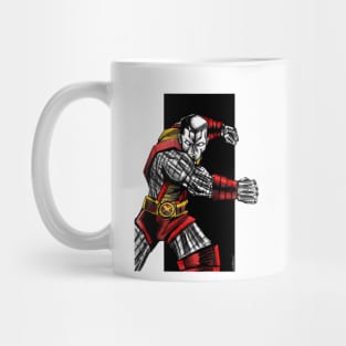 russian hero in metal skin armor ecopop art Mug